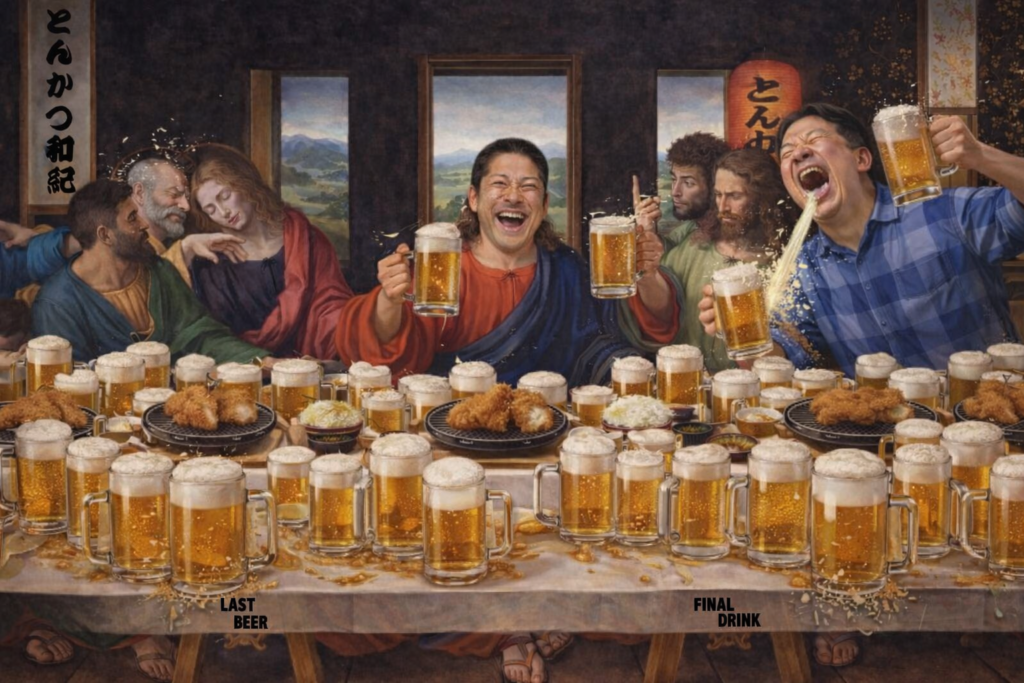 とんかつ和紀ビールの晩餐